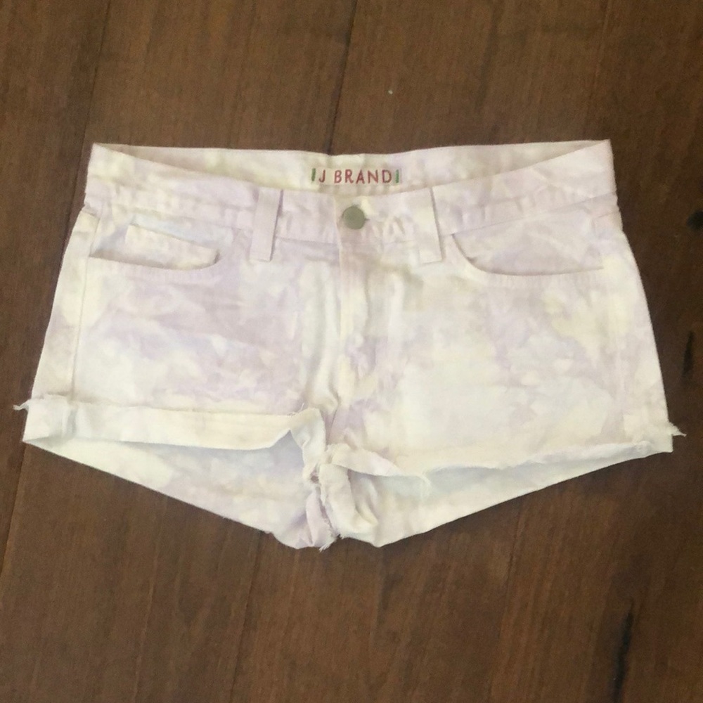 J Brand Lilac Tie-Dye Denim Cutoff Shorts